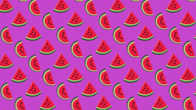 watermelon seamless pattern moving cartoon background