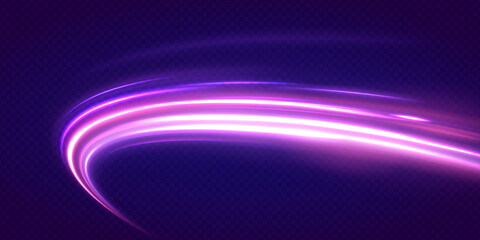 Dynamic Abstract Vector Art with Flowing Lines in Vibrant Pink, Purple, and Blue Hues on a Dark Background. Magic moving fast speed police lines. 