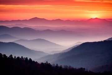 Fototapeta premium Mountain landscape outdoors sunrise.