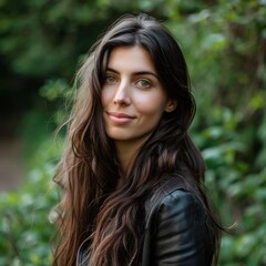 Fototapeta premium Woman with long hair outdoors in natural light
