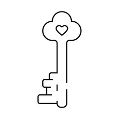 key for heart line icon vector. key for heart sign. isolated contour symbol black illustration