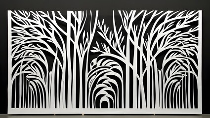 Fototapeta premium Paper art with black-white tree.