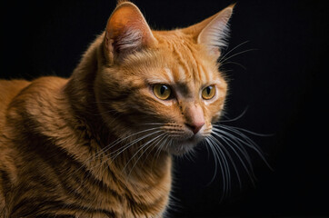 Obraz premium orange cat in the black background