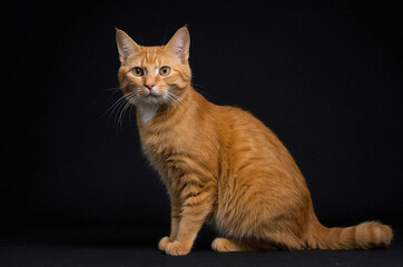 Obraz premium orange cat in the black background