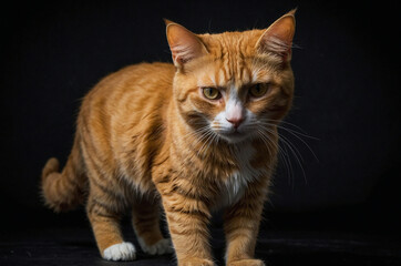 Obraz premium orange cat in the black background