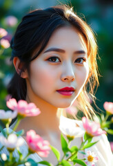 Fototapeta premium Dreamy Portrait of a Young Woman in Soft Light