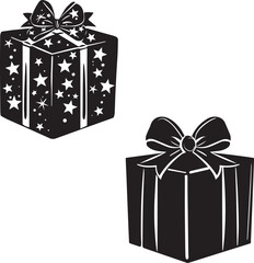 Set of Gift  Boxes Silhouette Vector