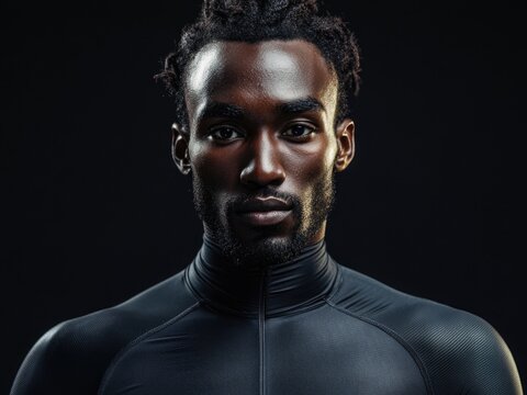 Man surfing in the ocean with long hair and beard, dressed in a wetsuit
