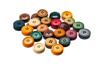 A Vibrant Collection of Colorful Buttons on a White Surface Captured in Soft Light During Daytime on Transparent PNG Background.