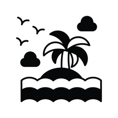 beach glyph icon with white background vector stock illustration