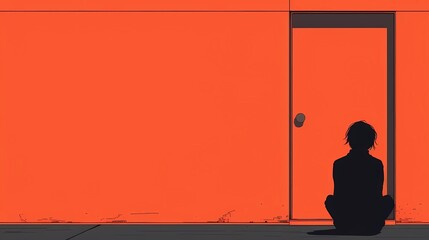 silhouette of a person on red background 