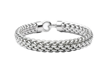 Exquisite Handmade Silver Bracelet Showcasing Intricate Detailing Under Soft Natural Light at Afternoon on Transparent PNG Background.