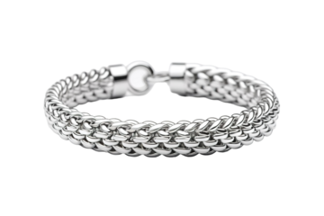 Exquisite Handmade Silver Bracelet Showcasing Intricate Detailing Under Soft Natural Light at Afternoon on Transparent PNG Background.