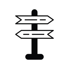 directional board glyph icon with white background vector stock illustration