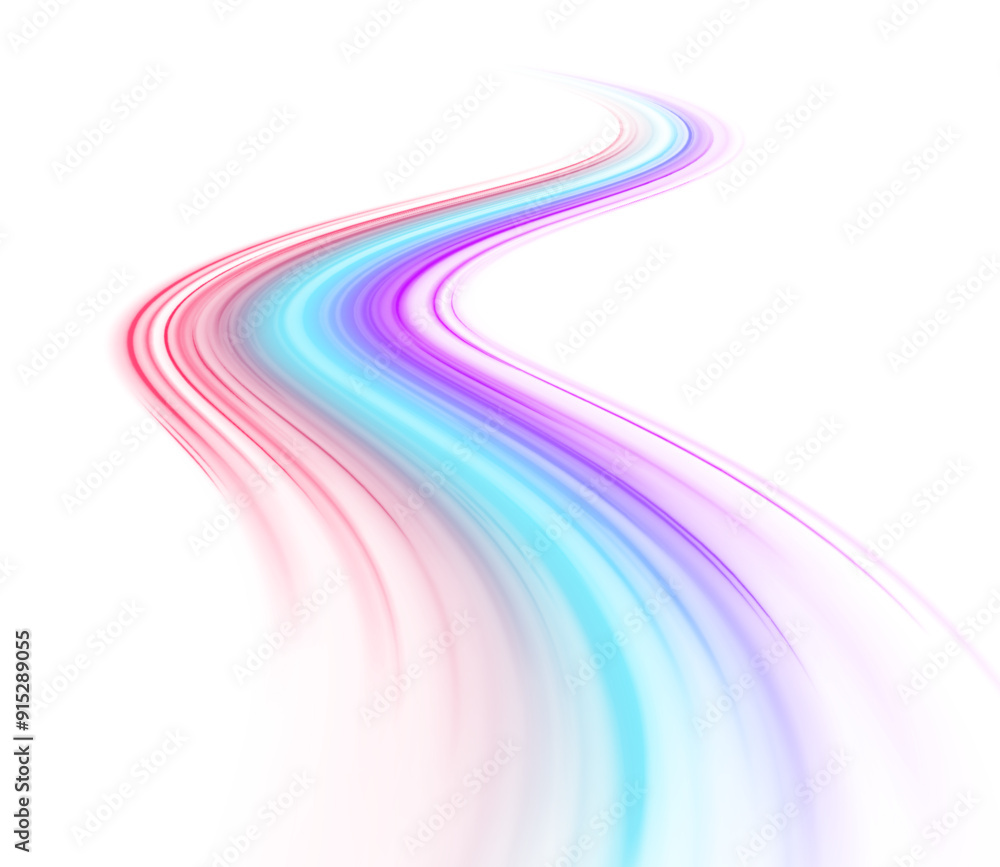 Poster Electric technology in futuristic style neon color in PNG format on white transparent background for design and banners. Acceleration speed motion on night road. 