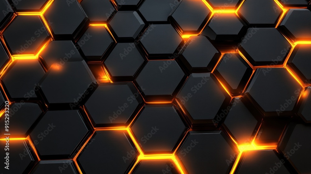 Aufkleber abstract 3d hexagon pattern with glowing edges