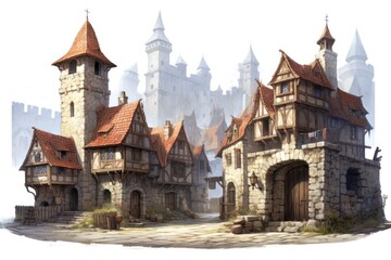 Fototapeta premium Medieval village with stone houses