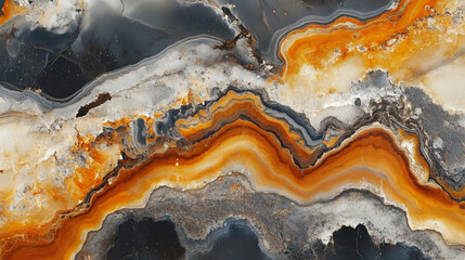 Obraz premium Closeup of orange and gray marble, showing intricate patterns and detailed natural texture.
