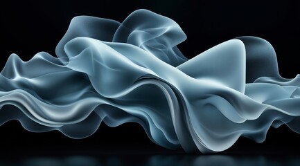 Fototapeta premium Abstract Flowing Blue Fabric Against Black Background in Motion