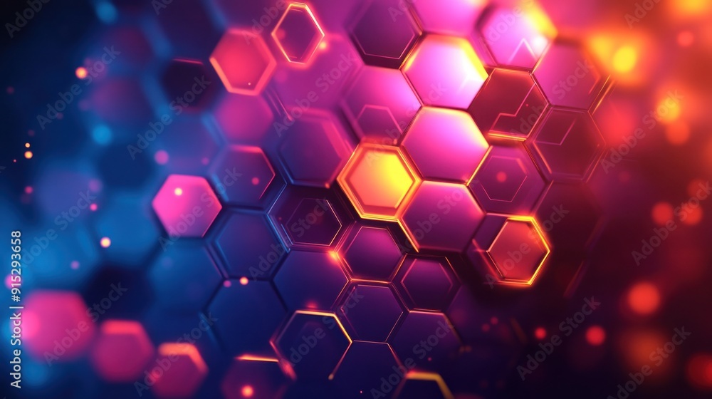 Aufkleber abstract hexagon pattern with vibrant color