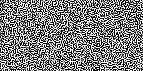 Turing reaction diffusion monochrome seamless pattern with chaotic motion .Linear design with biological shapes. Organic lines in memphis. abstract turing organic wallpaper background .	