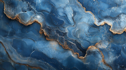 Fototapeta premium Closeup of blue marble with gold highlights, showing intricate patterns and luxurious texture.