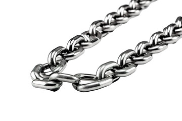 Fototapeta premium Gleaming Metallic Chain Intertwined With Shadows On A Polished Surface on Transparent PNG Background.