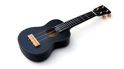 Fototapeta premium Black Ukulele Isolated on White Background