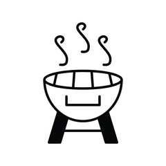 barbeque glyph icon with white background vector stock illustration
