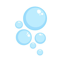 Air bubbles flat, soap foam oxygen bubbles, vector design elements isolate.
