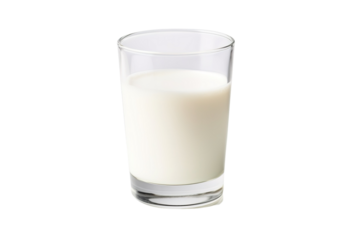 A Refreshing Glass of Creamy Milk Set Against a Simple White Background on Transparent PNG Background.