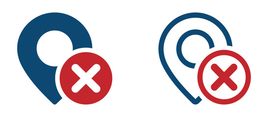 No GPS vector icons. Invalid location signs. Prohibited pointer designs