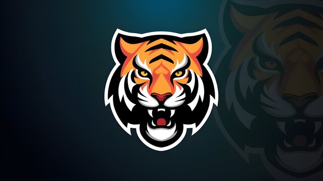 Eye-catching vector logo featuring a tiger head, perfect for esport branding with a striking design.