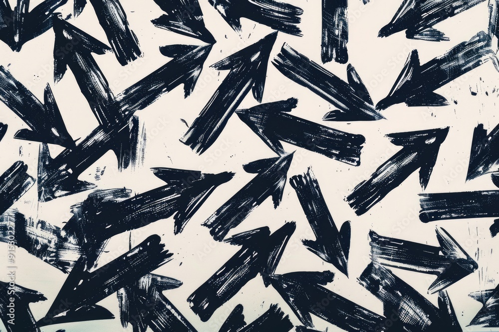 Poster A collection of arrows in various shapes and sizes, all depicted in monochrome