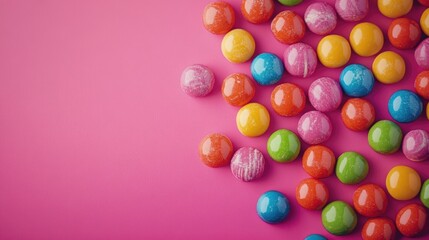 Obraz premium Colorful Candies on Pink Surface