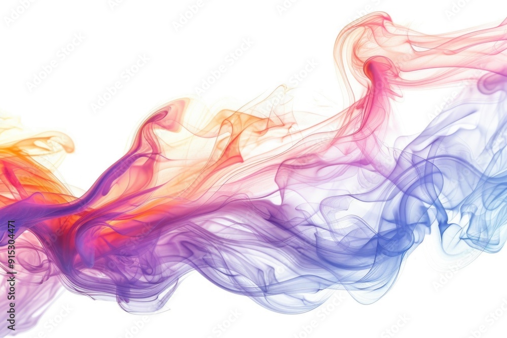 Poster Close-up of colored smoke on a white background, ideal for adding color and texture to your designs