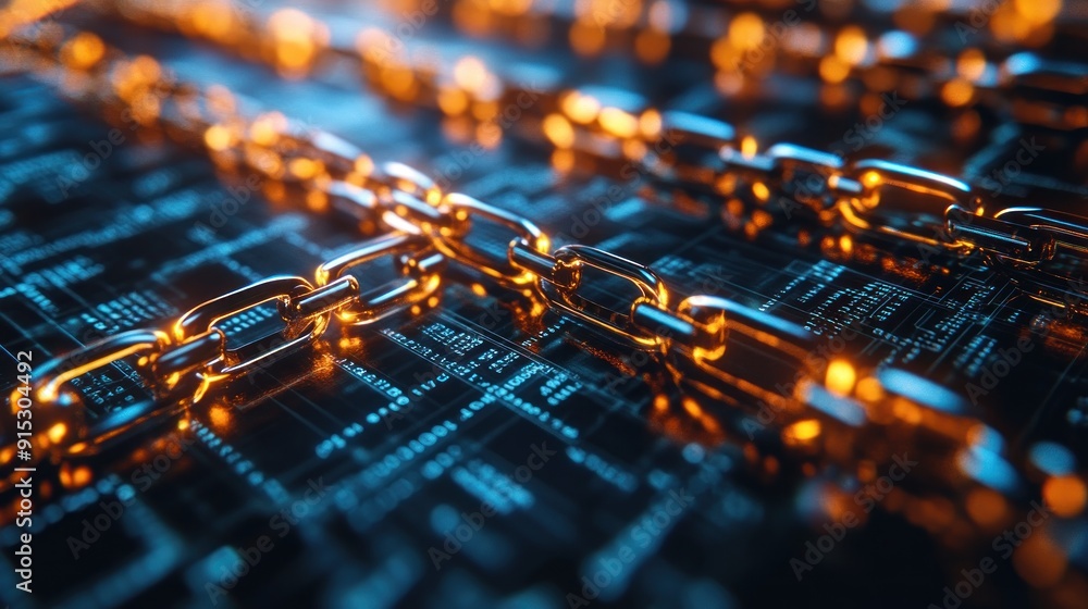 Aufkleber cyber security concept with chain on circuit board
