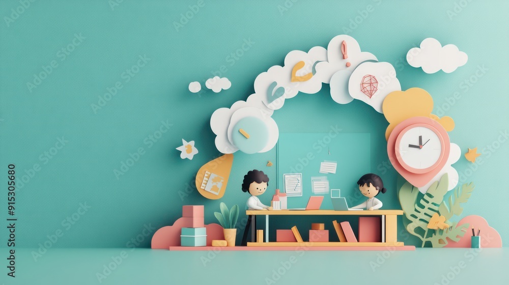 Aufkleber innovative classroom papercut featuring modern training tools and integration of digital learning me
