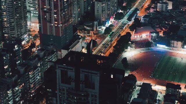 xiamen aerial photography at night