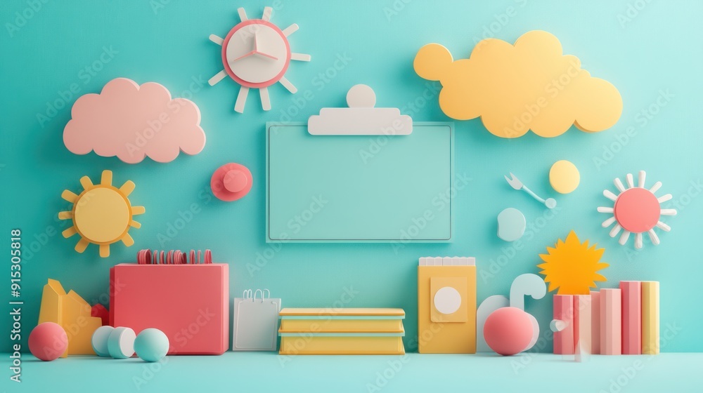 Aufkleber modern classroom integration: layered papercut of digital and physical learning tools,generative ai