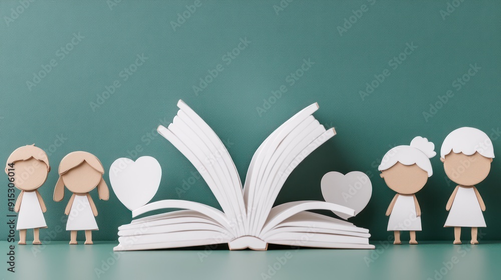 Aufkleber enlightening papercut classroom scene: emphasizing foundational knowledge in training development,ge