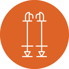 Obraz premium Ski Poles line circle icon