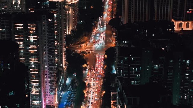 xiamen aerial photography at night