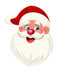 Christmas Santa Claus Face Portrait Cartoon Character. Santa for winter and new year holidays. Vector Hand Drawn Illustration Isolated On Transparent Background