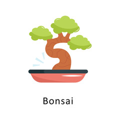 Bonsai Vector Flat Icon Design illustration Symbol on White background EPS 10 File 