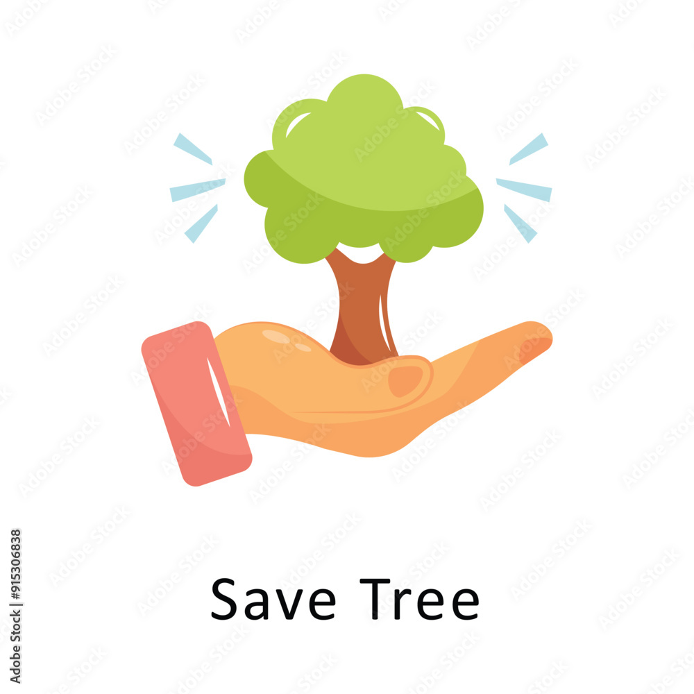 Poster save tree vector flat icon design illustration symbol on white background eps 10 file