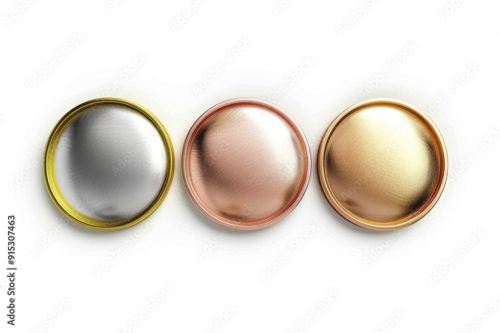 Aufkleber three colorful buttons arranged on a white background