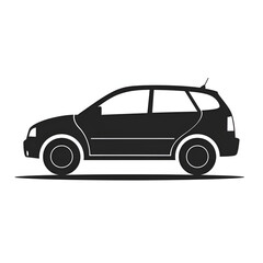 Naklejka premium A simple icon depicting the silhouette of a car in a vector illustration style on a white background with a black and white color scheme in the minimalist style , Generative AI