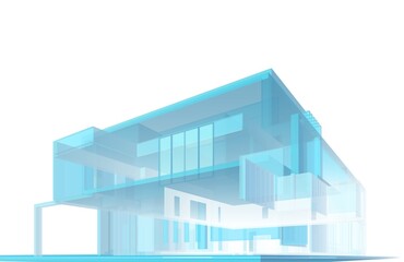 Fototapeta premium Architectural sketch of modern house building 3d rendering