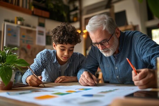 Mentoring Session: Young Person Setting Investment Goals with Senior Financial Advisor